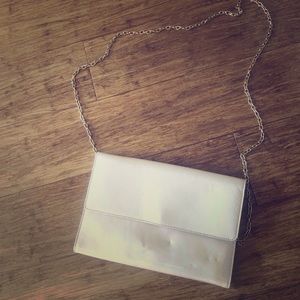 Nude, patent leather nude Halogen clutch/crossbody